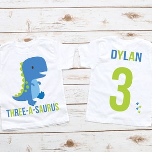 Dinosaur Boys 3rd Three-a-saurus Third Birthday Shirt - Etsy