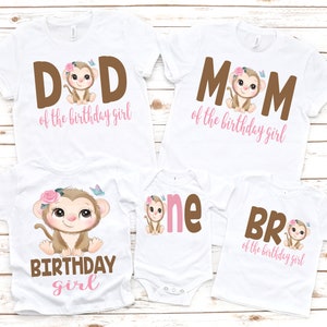 Family monkey birthday girl shirt, girl birthday shirt, girl birthday party, monkey party, monkey birthday, monkey theme, girl birthday
