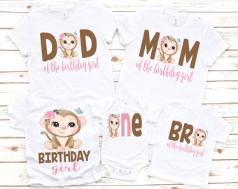 Family Monkey Birthday Girl Shirt, Girl Birthday Shirt, Girl
