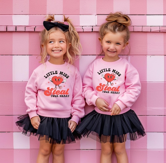 Little Miss Steal Your Heart, Kids Valentines shirt, toddler valentine, valentine sweater, retro valentines , kid valentines gift