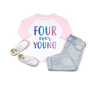 Four ever young girls 4th birthday shirt, four years old, four shirt, girl birthday shirt, fourth birthday , cute 4th birthday tank