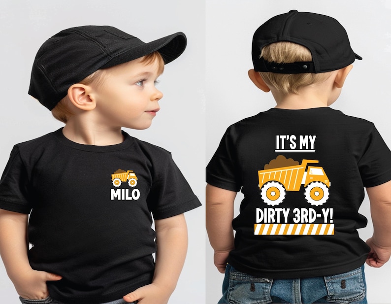 Dirty 3RD-Y birthday shirt, dump truck birthday, construction birthday , construction party , boys 3rd birthday shirt, 3rd birthday party BLACK