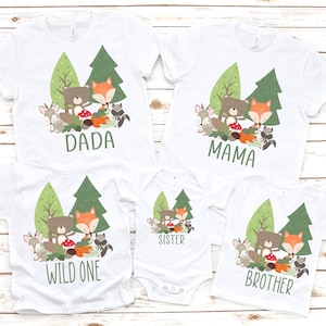 Family woodlands safari floral zoo jungle shirts, two wild, wild one, wild one birthday , mom and dad wild shirt, wild party, woodland tee
