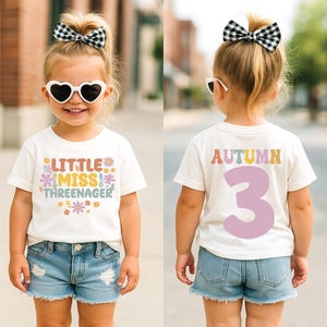 Pequeña Señorita de Tres Años, camiseta de cumpleaños, camiseta de tercer cumpleaños, en mi era de tres años, camiseta de tres años, camiseta de cumpleaños de niña, fiesta de tercer cumpleaños