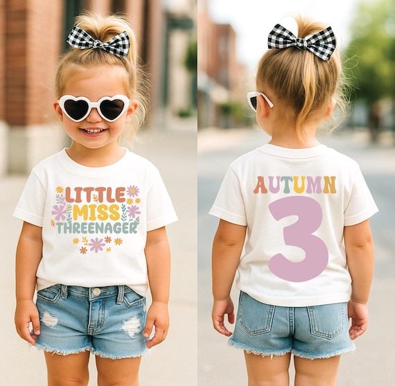 Little Miss Threenager, Birthday shirt, 3rd birthday shirt, in my threenager era, threenager shirt, girl birthday shirt, 3rd birthday party