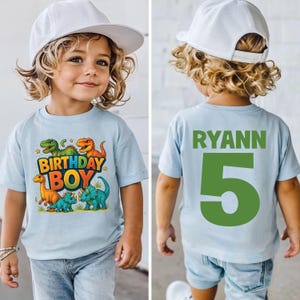 Dinosaur Birthday Boy Shirt, Boys Dino Birthday Outfit, Custom Name Age Tee, Toddler 3rd Birthday Shirt, Dinosaur Theme Party, Kids Dino Tee BLUE