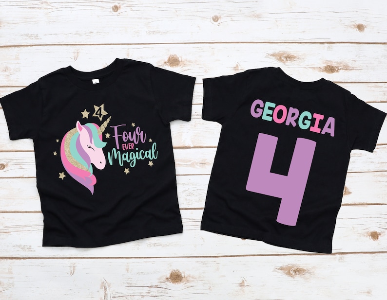 Unicorn 4th fourth four ever magical girl birthday shirt , unicorn birthday , unicorn shirt, unicorn birthday outfit, girl birthday shirt image 3