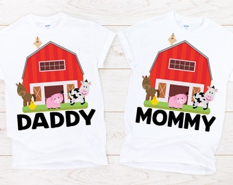 Mom and dad farm birthday shirts, farm birthday theme, barnyard party, farm birthday, barnyard birthday shirt, farm theme birthday shirt