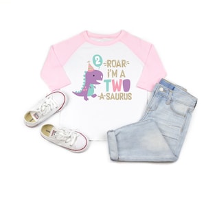 Two-a-saurus girls second 2nd dinosaur birthday shirt , 2nd birthday shirt, girl dinosaur birthday shirt, 2nd birthday shirt, dinosaur tee