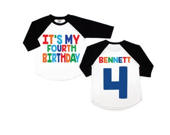 Boys 4th birthday shirt, birthday boy shirt, birthday girl shirt, toddler birthday shirt, 4th birthday shirt, 4th birthday party, boy party