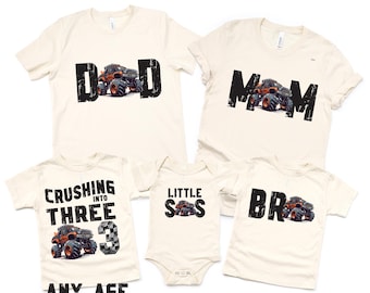 Monster truck birthday shirt, Customized monster truck birthday shirt, family monster truck, personalized monster truck, truck birthday