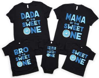 Family matching sweet one donut boy birthday shirts, sweet one birthday, donut grow up, 1st birthday party, first birthday boy outfit