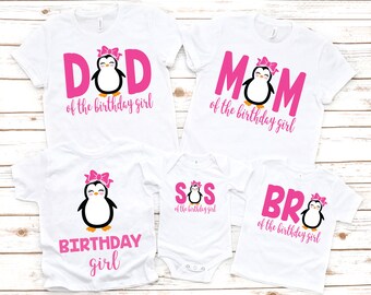 Penguin birthday shirt, girl birthday shirt, girl birthday party, Penguin party, penguin birthday, penguin theme, girl birthday, penguin tee