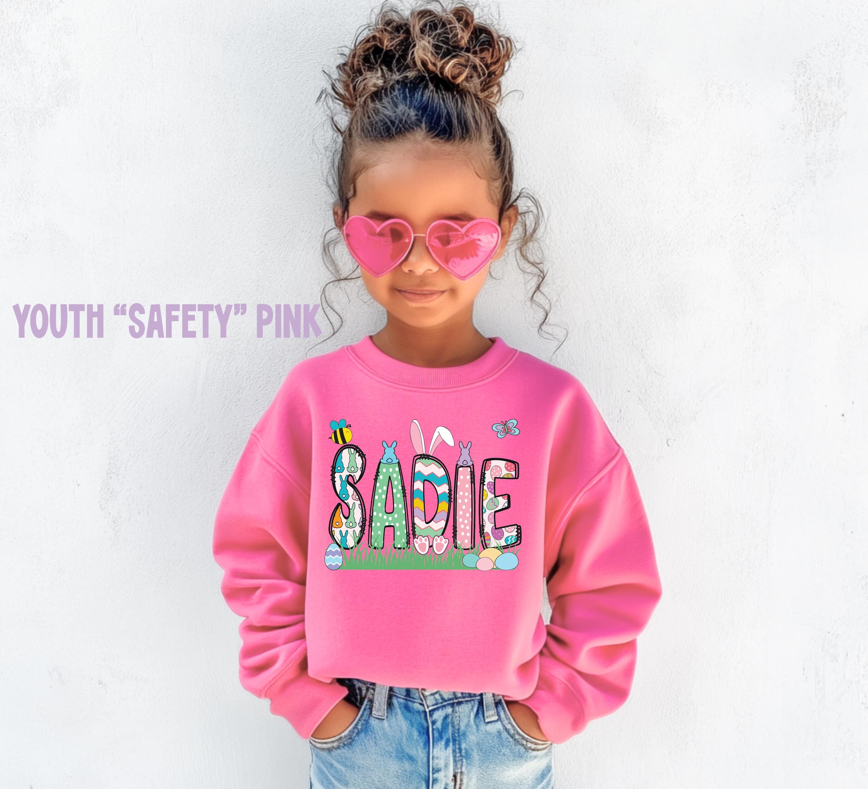 Mädchen Personalisierter Osterpullover, Kinder Ostershirt, Kleinkind Ostern, Osterpullover, Retro Ostern, Kinder Ostergeschenk, personalisiertes Shirt