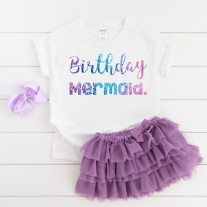 Mermaid girl birthday shirt, mermaid shirt, mermaid party, mermaid theme, under the sea, mermaid outfit, girl birthday shirt, birthday girl