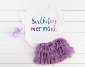 Mermaid girl birthday shirt, mermaid shirt, mermaid party, mermaid theme, under the sea, mermaid outfit, girl birthday shirt, birthday girl