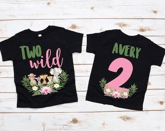 Two wild shirt, two wild party, two wild birthday, girls 2nd birthday , wild birthday girl,  safari floral zoo animal, safari birthday