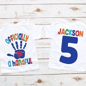 5th birthday shirt boy, officially a handful, 5th birthday, five year old boy shirt, handful shirt, boy birthday shirt, 5th birthday boy