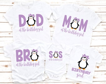Penguin birthday shirt, girl birthday shirt, girl birthday party, Penguin party, penguin birthday, penguin theme, girl birthday, penguin tee