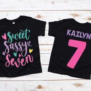 Sweet sassy seven girls 7th seventh birthday shirt girl , 7th birthday, 7th birthday shirt, 7th birthday girl, seventh birthday shirt