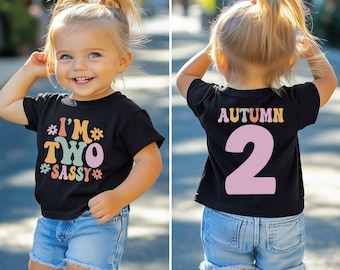 Camiseta Two Sassy, camiseta de segundo cumpleaños, camiseta de cumpleañera, atuendo de segundo cumpleaños, camiseta de cumpleaños de niño pequeño, cumpleaños retro maravilloso, dos dulces