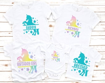 Unicorn matching family pastel rainbow birthday shirts, unicorn birthday, unicorn birthday shirt, unicorn shirt, unicorn party, cute shirt