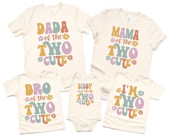 Two cute shirt, 2nd  birthday shirt, birthday girl shirt, 2nd birthday outfit, toddler birthday shirt, retro groovy birthday girl , two year