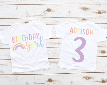 Rainbow birthday shirt, rainbow birthday party, birthday girl shirt, rainbow birthday outfit, 1st birthday shirt, 2nd birthday shirt, pastel