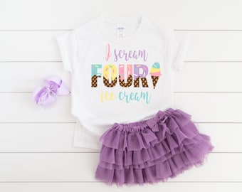 Four ice cream girls 4th fourth birthday shirt, 4th birthday party, ice cream shirt, ice cream birthday, ice cream birthday party, I scream