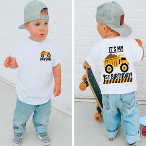 Dump truck shirt,  construction birthday shirt, boys 1ST first , Construction birthday party, dump truck custom shirt, birthday boy shirt