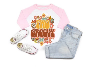 Two groovy shirt, retro vintage hippie ,2nd birthday shirt, retro birthday party, girl birthday shirt, groovy second birthday, groovy shirt