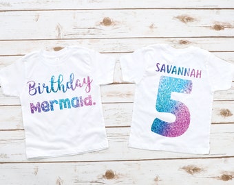 Mermaid girl birthday shirt, mermaid shirt, mermaid party, mermaid theme, under the sea, mermaid outfit, girl birthday shirt, birthday girl
