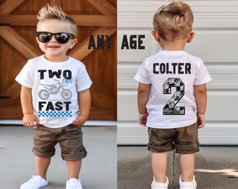 Two fast Dirt bike, dirtbike birthday shirt, dirt bike party, birthday boy shirt, racing shirt, custom personalized birthday shirt, two fast