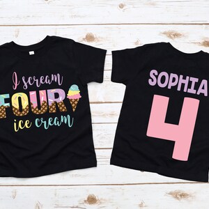 Four ice cream girls 4th fourth birthday shirt, 4th birthday party, ice cream shirt, ice cream birthday, ice cream birthday party, I scream
