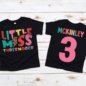Little Miss Threenager birthday shirt, 3rd birthday shirt, third birthday, threenager shirt, girl birthday shirt, 3rd birthday party