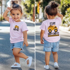 Dirty 3RD-Y birthday shirt, dump truck birthday, construction birthday , construction party , boys 3rd birthday shirt, 3rd birthday party PINK