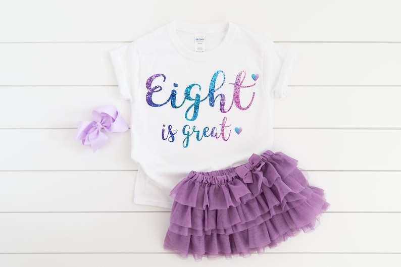 Camiseta de octavo cumpleaños para niña, camiseta de octavo cumpleaños, camiseta de octavo cumpleaños, regalo de cumpleaños para niña de ocho años, camiseta de cumpleañera