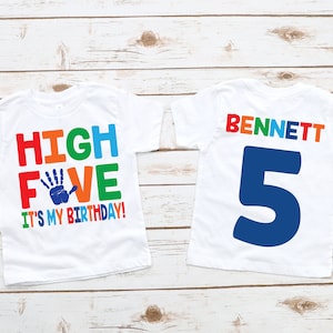 Boys 5th birthday high five shirt, fifth birthday shirt, 5th birthday shirt boy, boys fifth birthday shirt, 5th birthday tee, 5 years old