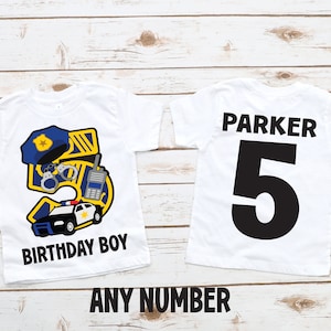 Police birthday shirt, boy birthday shirt, police shirt, police birthday party, police theme, Police officer birthday, patrol car, ANY AGE