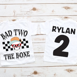 Bad two the bone, 2nd birthday shirt, skull birthday shirt, boy birthday shirt, girl birthday shirt, rock n roll birthday , bad 2 the bone