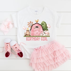 Farm birthday shirt, pink farm birthday , farm theme birthday, farm animal birthday, girl farm birthday, barnyard birthday, birthday girl