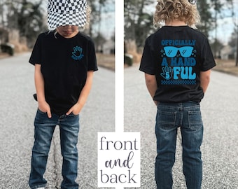 5th birthday shirt boy, officially a handful, 5th birthday, five year old boy shirt, handful shirt, boy birthday shirt, 5th birthday boy