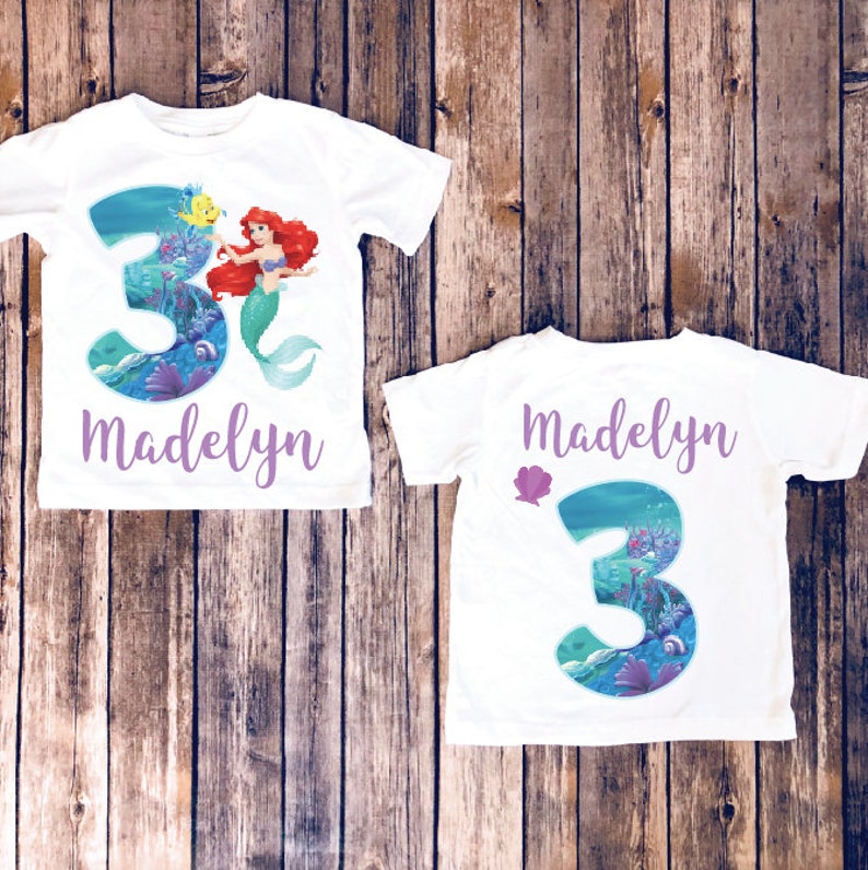 Little mermaid birthday shirt ariel shirt the little Etsy