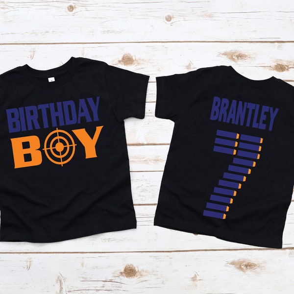 Camiseta de cumpleaños de espuma con pistola de dardos, camiseta de cumpleaños de niño, fiesta de tiro, cumpleaños con pistola de juguete, camiseta de dardos, camiseta de fiesta de dardos, camiseta de cumpleaños de DARTS