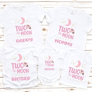 Two the moon girls outer space second 2nd birthday shirt , birthday girl shirt, space birthday theme , 2nd birthday outfit, girl birthday