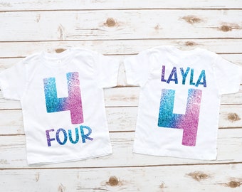 Four 4th birthday girl 4 year old shirt, fourth birthday shirt, four year old birthday girl , 4th birthday outfit, cute birthday shirt