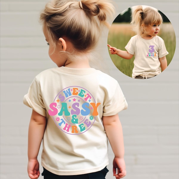 Sweet Sassy & Three, Girls 3rd third birthday, three year outfit, girl birthday shirt, 3 year old birthday shirt, 3rd birthday gift girl
