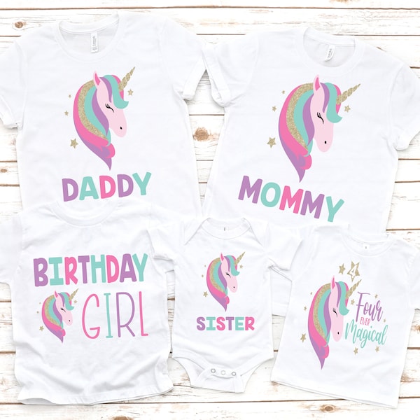 Unicorn matching family pastel rainbow birthday shirts, unicorn birthday, unicorn birthday shirt, unicorn shirt, unicorn party, Any age