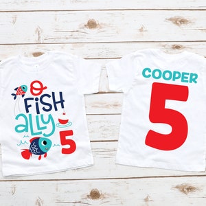 Embroidered Ofishally 5 Birthday Party Fish Shirt Age 1 2 3 4 5 6 7 8 9 