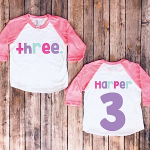 Three in Heart 3rd Birthday Girls Shirt for Toddler Girls Third Birthday Outfit